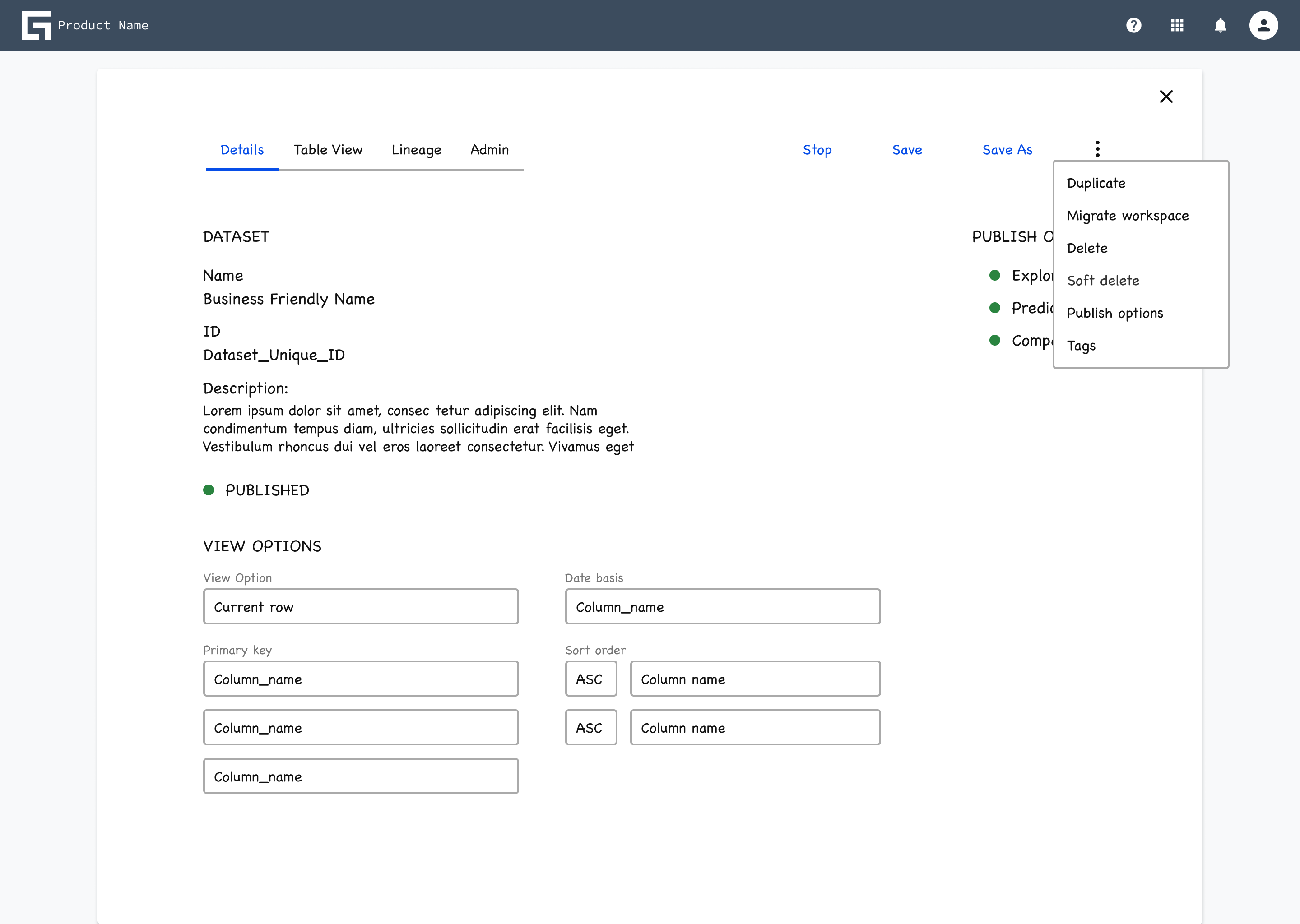 Data Studio Wireframes